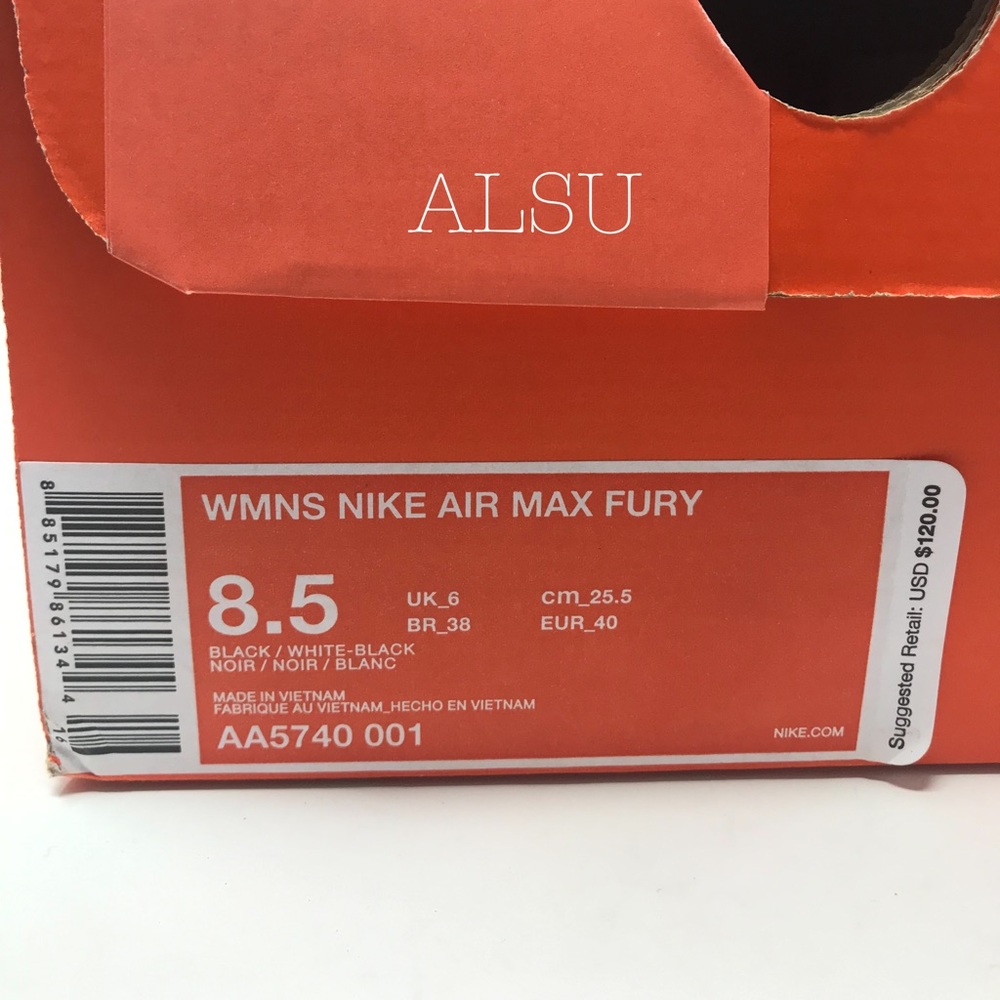 NWT Nike Air Max Fury Black W AUTHENTIC - Picture 7 of 7
